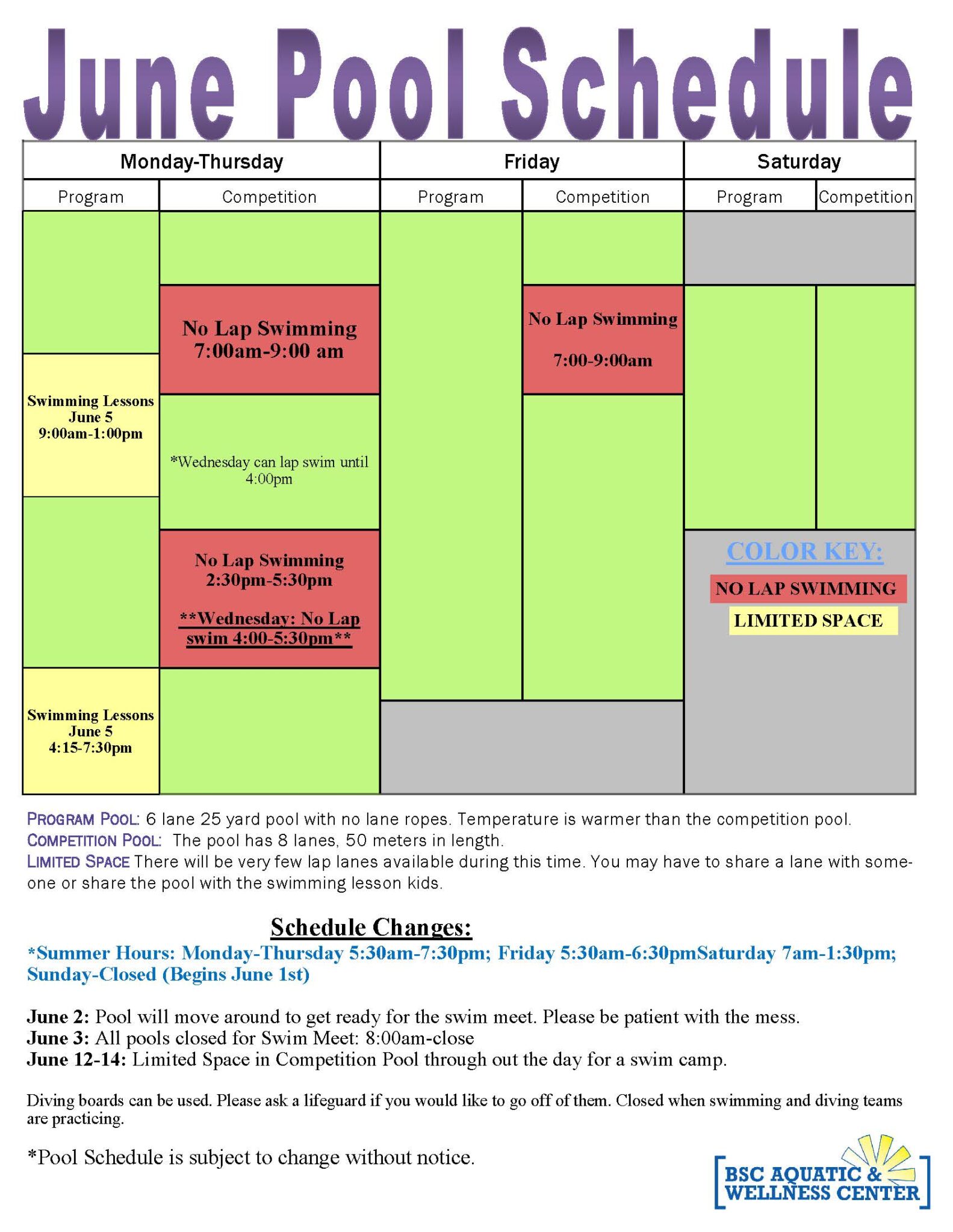 Pool Schedule Bismarck Parks & Recreation