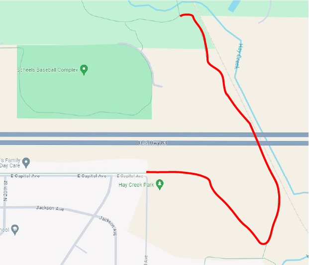 Map of Hay Creek Trail closure location